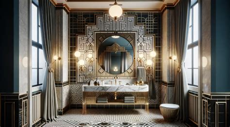łazienka w stylu Art Deco z geometrycznymi wzorami