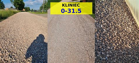 Zdjęcie przedstawiające różne frakcje kruszywa łamanego - kliniec, tłuczeń, grys