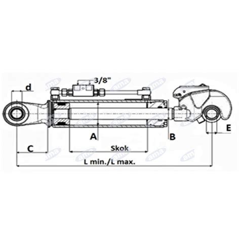 Hydrauliczny siłownik z zamontowanym przegubem kulowym