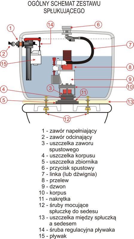 Schemat budowy spłuczki toaletowej