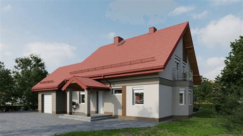Jasna elewacja domu jednorodzinnego z czarnym dachem i białymi oknami