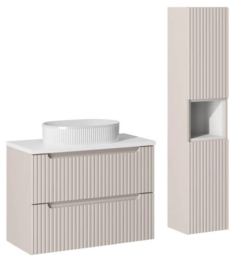 Szuflady mebli łazienkowych z eleganckimi aluminiowymi listwami