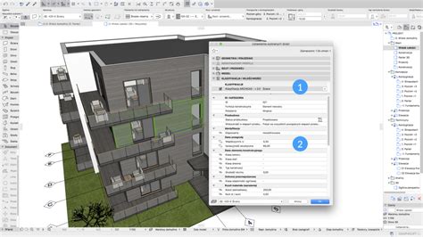 Interfejs dialogowy wyrównywania elementów do stropów w Archicad