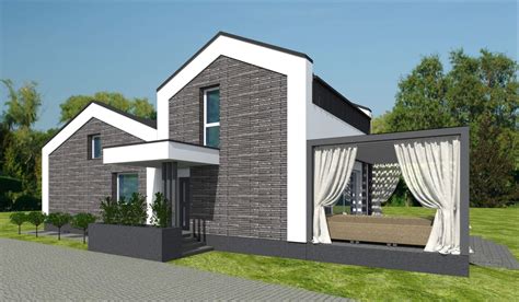 Kombinacja materiałów w nowoczesnej elewacji bungalow
