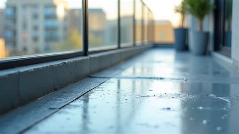 Zdjęcie przedstawiające oczyszczoną i przygotowaną powierzchnię balkonu przed hydroizolacją