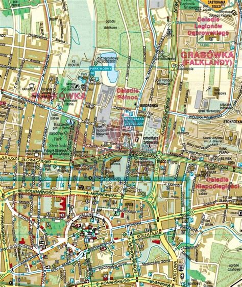 Historyczny plan Tarnowa z zaznaczonym przebiegiem murów miejskich