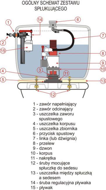 Schemat mechanizmu spustowego do spłuczki