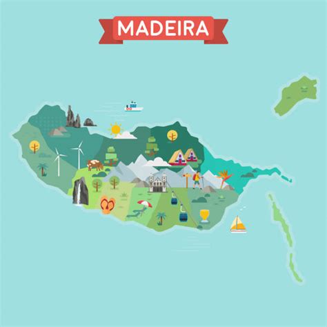 Mapa Madery z zaznaczonymi regionami i ich charakterystyką wodną