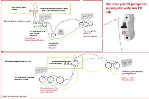 Schemat rozmieszczenia gniazdek i punktów świetlnych w przykładowym pokoju