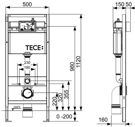 Schemat montażu stelaża TECE Base