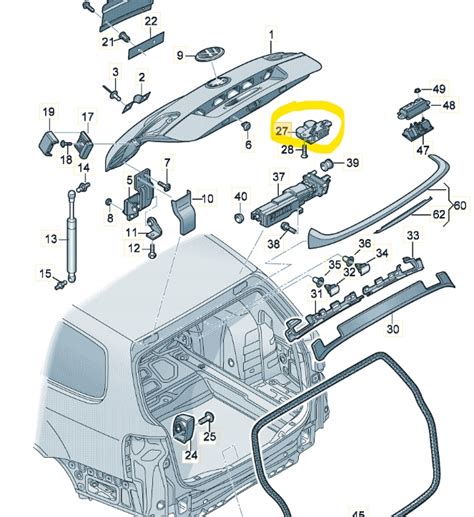 Schemat demontażu elementów bagażnika BMW E39