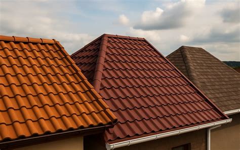 Przykłady różnych pokryć dachowych: blachodachówka, gont bitumiczny, dachówka ceramiczna