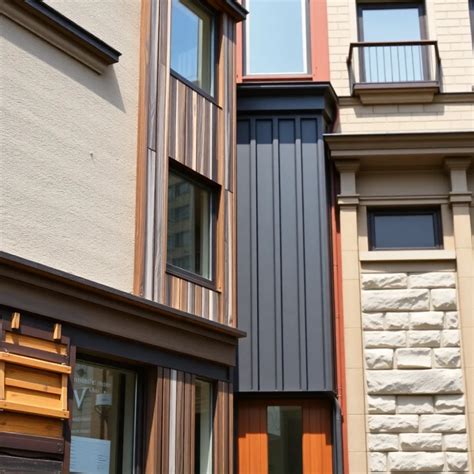 Różne rodzaje gzymsów architektonicznych na elewacji budynku