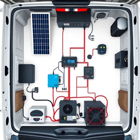 Schemat instalacji elektrycznej i wodnej w kamperze