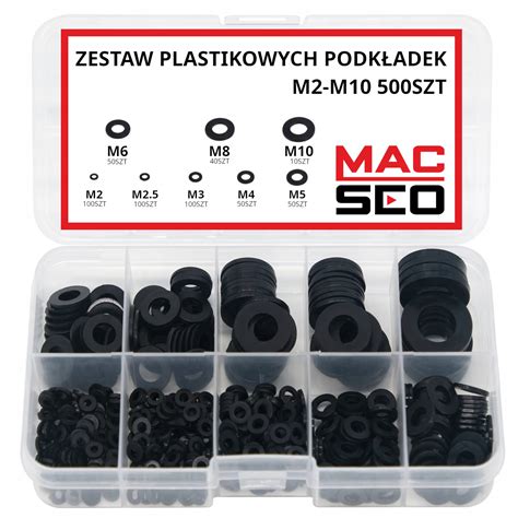 Przykłady różnych rozmiarów i kształtów podkładek plastikowych