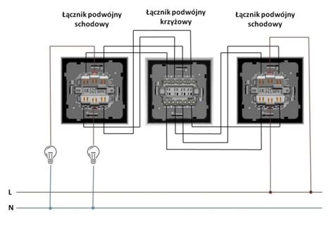 Schemat podłączenia podwójnego łącznika krzyżowego z ilustracją