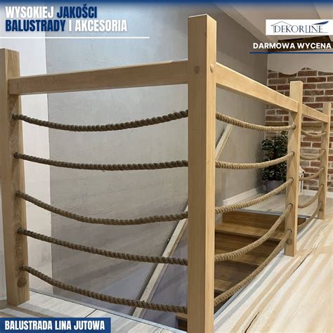 Detale wykończenia balustrady z liny