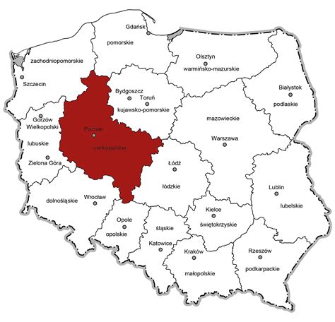 Mapa Polski z zaznaczonym regionem Góry i okolic