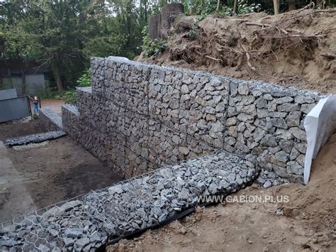 Mur oporowy z gabionów