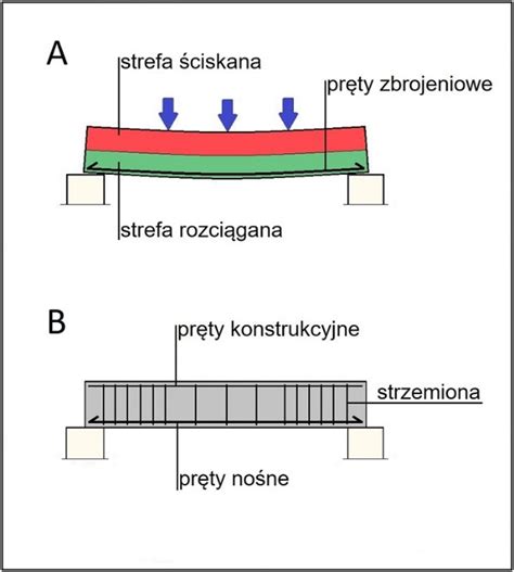 Schemat działania strzemion w belce żelbetowej