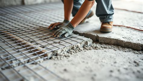 Pracownik wyrównujący wylewkę betonową za pomocą łaty