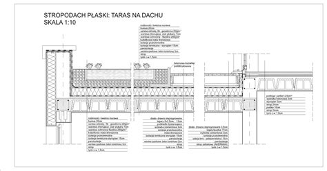 Przekrój przez stropodach odwrócony z tarasem