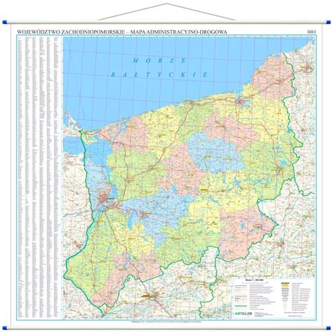 Mapa województwa zachodniopomorskiego z zaznaczonymi miastami