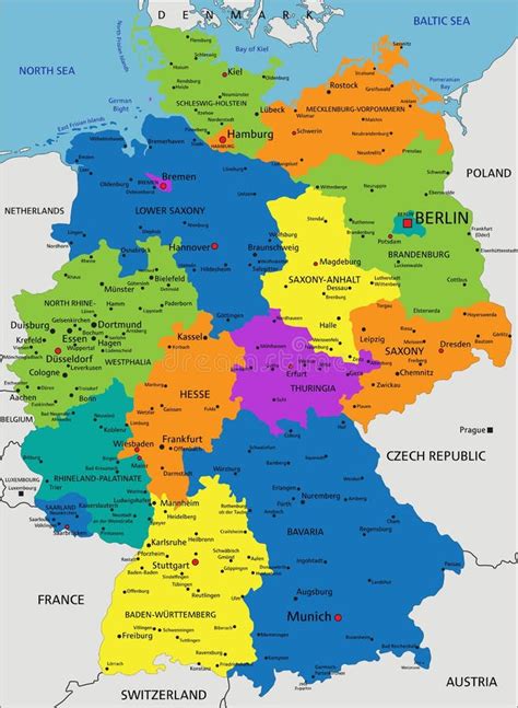 Mapa Niemiec z zaznaczonymi regionami o największym zapotrzebowaniu na cieśli szalunkowych