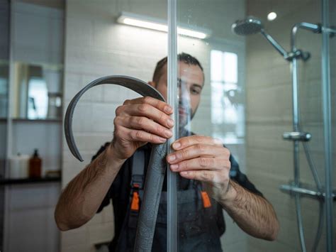 zdjęcie przedstawiające czystą i estetyczną fugę w kabinie prysznicowej
