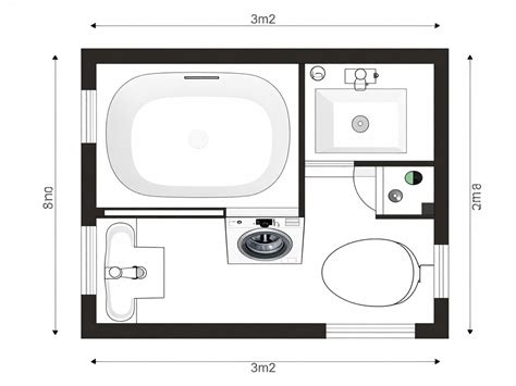 Schemat rozmieszczenia elementów w kwadratowej łazience 250x250 cm z wanną i prysznicem