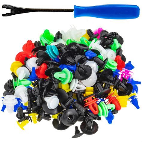 Różne rodzaje plastikowych kołków i klipsów samochodowych