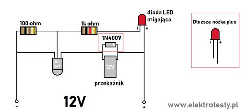 Schemat prostego układu migającej diody LED