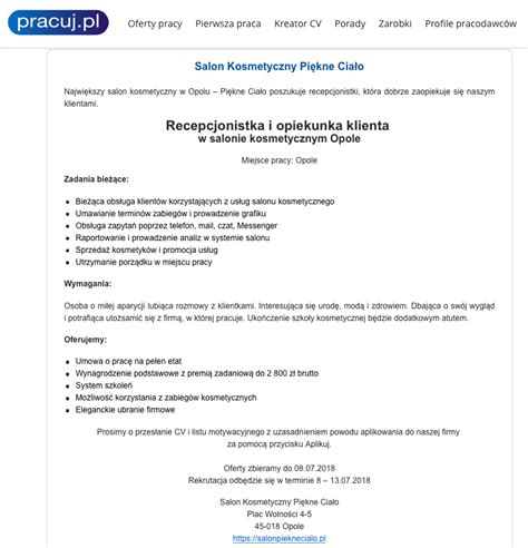 Przykładowe ogłoszenie o pracę dla hydraulika