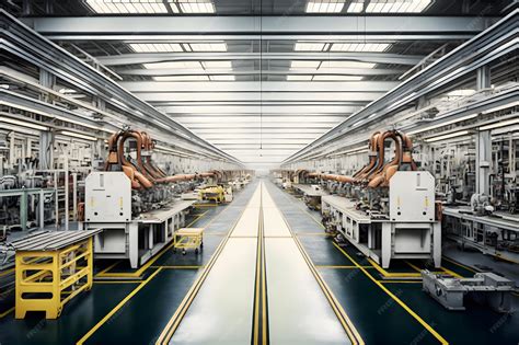 Wnętrze hali produkcyjnej z widocznymi pomalowanymi na jasno ścianami, sugerujące zastosowanie farby matowej