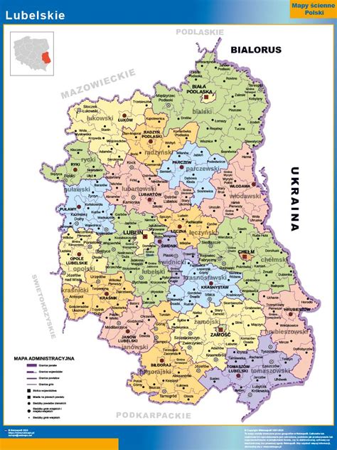 Mapa województwa lubelskiego z zaznaczonymi miastami z ogłoszeniami Solbet
