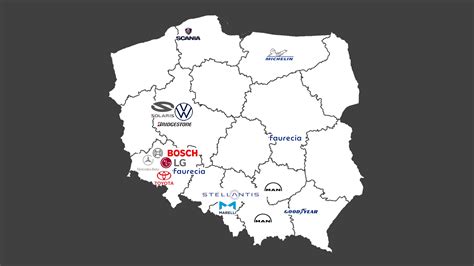 Mapa pokazująca dystrybucję punktów sprzedaży części samochodowych w Polsce