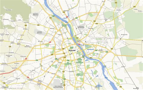 Mapa Warszawy z zaznaczonymi historycznymi lokalizacjami działań strażackich