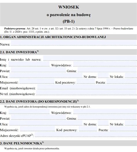 Grafika przedstawiająca formularz wniosku o pozwolenie na budowę