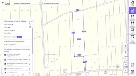 Mapa z oznaczeniami różnych typów działek