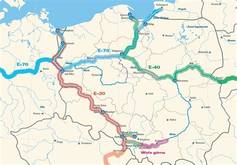 Mapa sieci dróg wodnych w Polsce