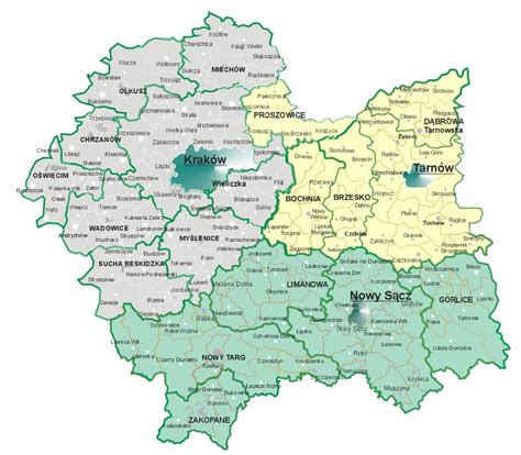 Mapa pokazująca rozległy obszar działania firm brukarskich na Śląsku