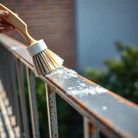 Czyszczenie balustrady metalowej przed renowacją